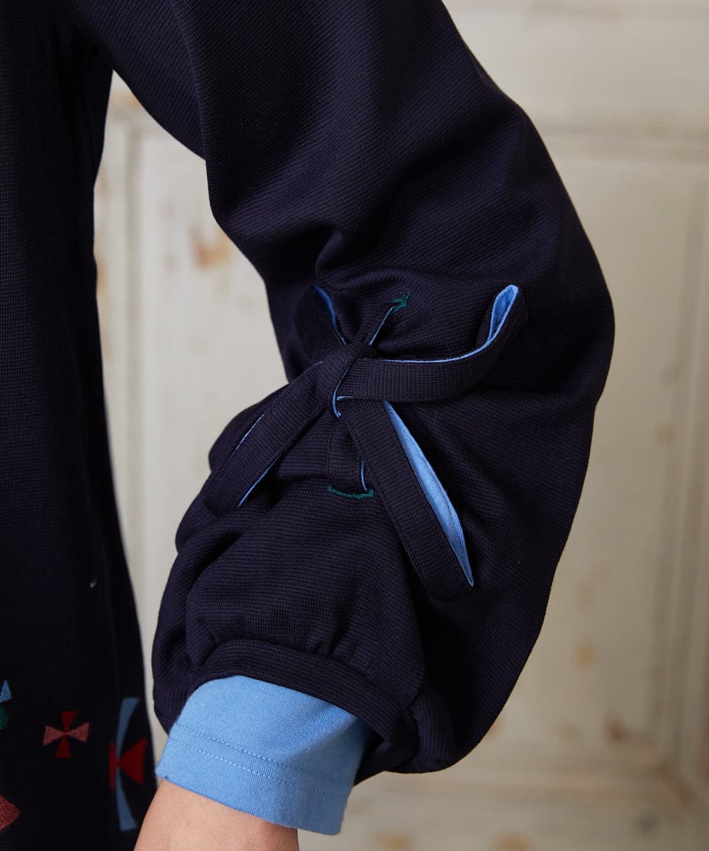 GJTDE38220 Jocomomola(ホコモモラ) Rebote シルケットフライスカットソーカーディガン ネイビー