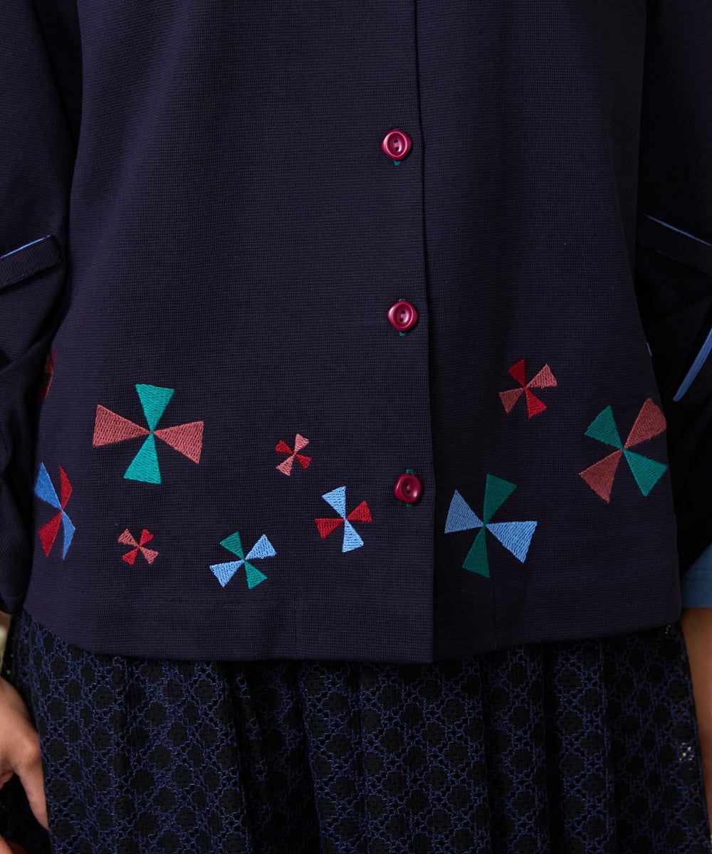 GJTDE38220 Jocomomola(ホコモモラ) Rebote シルケットフライスカットソーカーディガン ネイビー