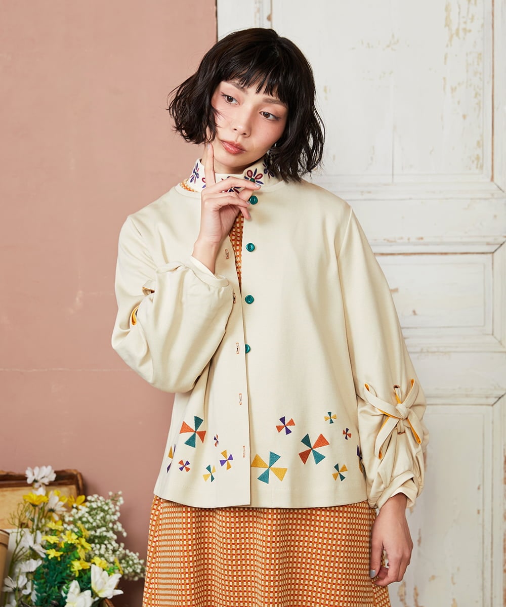 GJTDE38220 Jocomomola(ホコモモラ) Rebote シルケットフライスカットソーカーディガン アイボリー