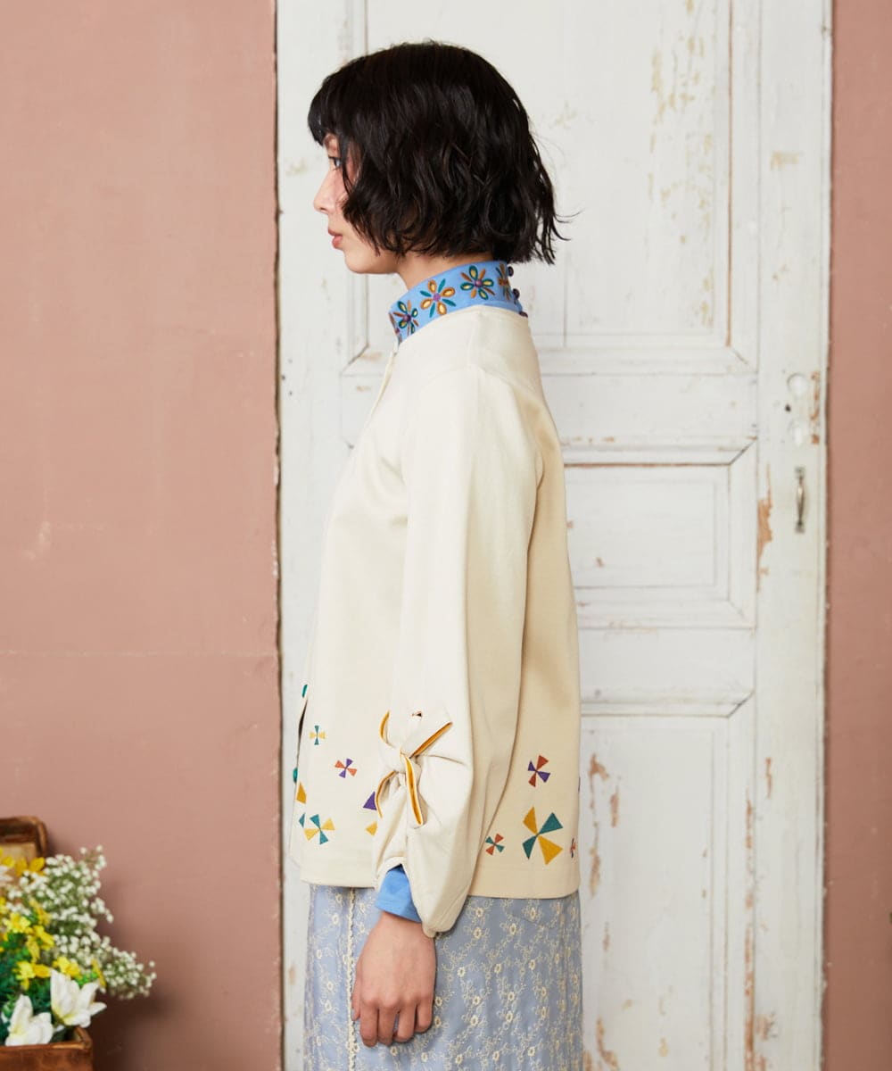 GJTDE38220 Jocomomola(ホコモモラ) Rebote シルケットフライスカットソーカーディガン アイボリー