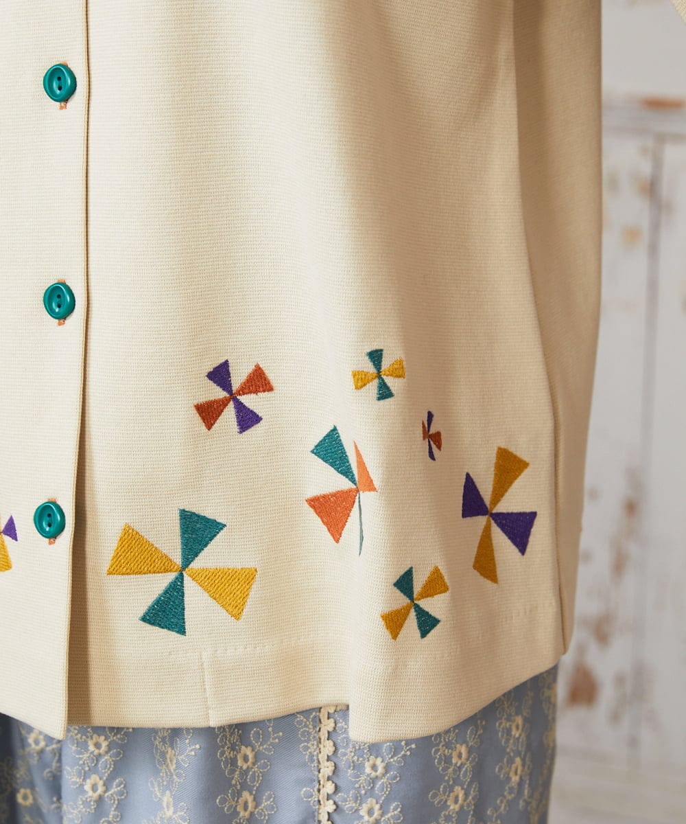 GJTDE38220 Jocomomola(ホコモモラ) Rebote シルケットフライスカットソーカーディガン アイボリー