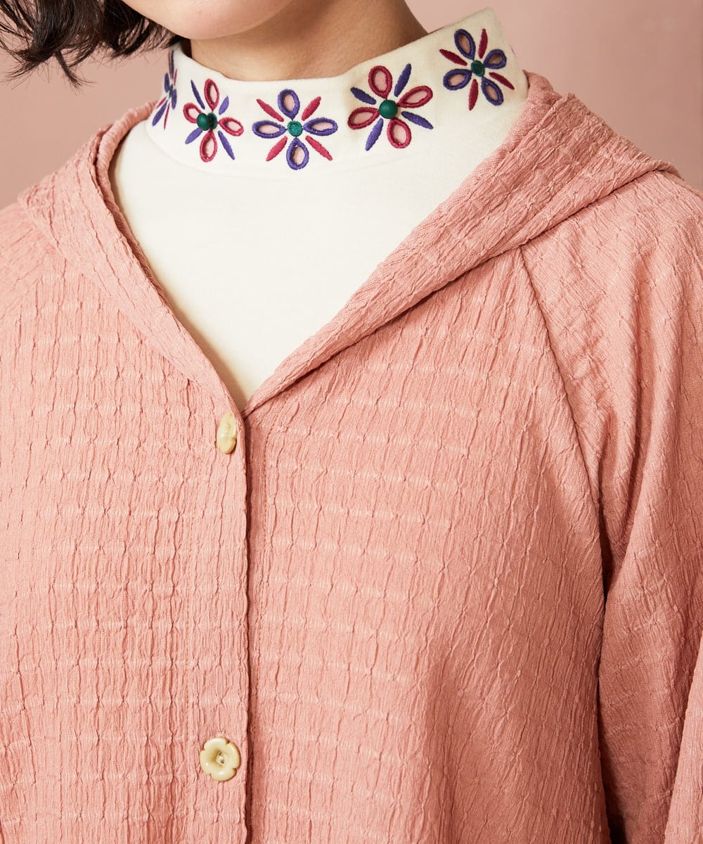 GJTDE40180 Jocomomola(ホコモモラ) Techos ボタン付きシャーリングパーカー ピンク