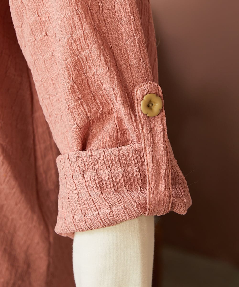GJTDE40180 Jocomomola(ホコモモラ) Techos ボタン付きシャーリングパーカー ピンク