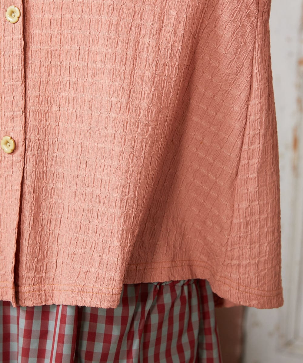 GJTDE40180 Jocomomola(ホコモモラ) Techos ボタン付きシャーリングパーカー ピンク