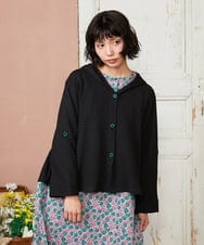 GJTDE40180 Jocomomola(ホコモモラ) Techos ボタン付きシャーリングパーカー ブラック