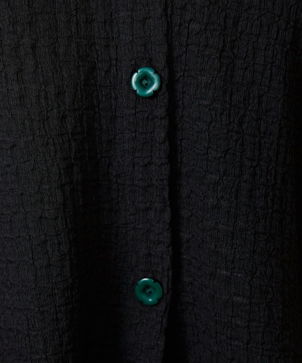 GJTDE40180 Jocomomola(ホコモモラ) Techos ボタン付きシャーリングパーカー ブラック