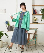 GJTFD02220 Jocomomola(ホコモモラ) Aventura アニマルアップリケパーカー グリーン