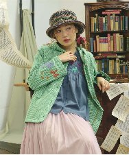 GJTFD02220 Jocomomola(ホコモモラ) Aventura アニマルアップリケパーカー グリーン