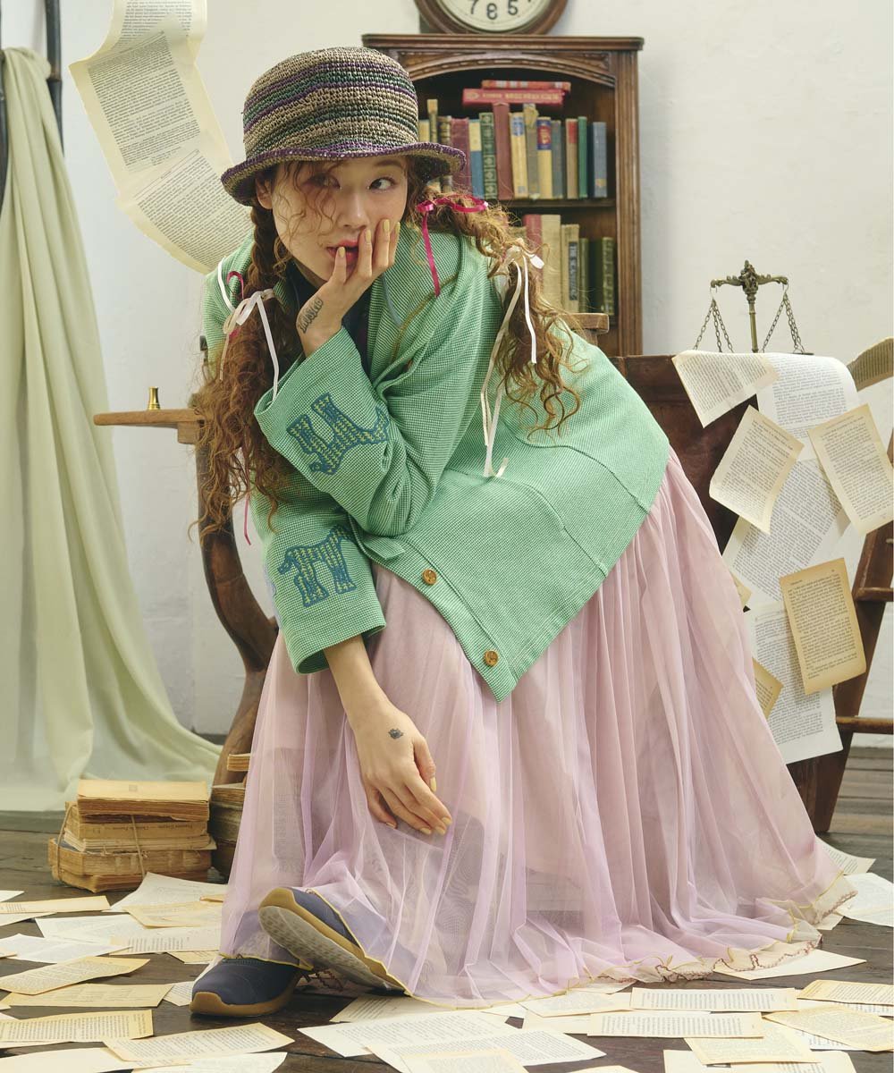 GJTFD02220 Jocomomola(ホコモモラ) Aventura アニマルアップリケパーカー グリーン