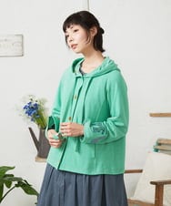 GJTFD02220 Jocomomola(ホコモモラ) Aventura アニマルアップリケパーカー グリーン