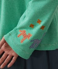 GJTFD02220 Jocomomola(ホコモモラ) Aventura アニマルアップリケパーカー グリーン