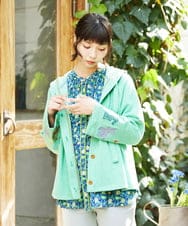 GJTFD02220 Jocomomola(ホコモモラ) Aventura アニマルアップリケパーカー グリーン