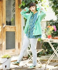 GJTFD02220 Jocomomola(ホコモモラ) Aventura アニマルアップリケパーカー グリーン