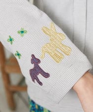 GJTFD02220 Jocomomola(ホコモモラ) Aventura アニマルアップリケパーカー ライトグレー