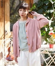 GJTFD35200 Jocomomola(ホコモモラ) ギンガムチェック カットソーカーディガン レッド