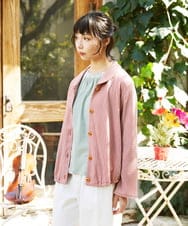 GJTFD35200 Jocomomola(ホコモモラ) ギンガムチェック カットソーカーディガン レッド