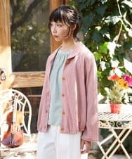 GJTFD35200 Jocomomola(ホコモモラ) ギンガムチェック カットソーカーディガン レッド