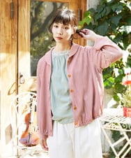 GJTFD35200 Jocomomola(ホコモモラ) ギンガムチェック カットソーカーディガン レッド