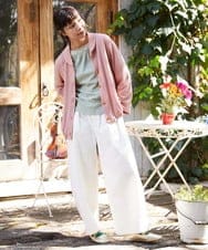 GJTFD35200 Jocomomola(ホコモモラ) ギンガムチェック カットソーカーディガン レッド