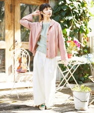 GJTFD35200 Jocomomola(ホコモモラ) ギンガムチェック カットソーカーディガン レッド