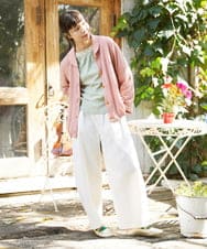 GJTFD35200 Jocomomola(ホコモモラ) ギンガムチェック カットソーカーディガン レッド