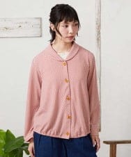 GJTFD35200 Jocomomola(ホコモモラ) ギンガムチェック カットソーカーディガン レッド