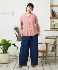 GJTFD35200 Jocomomola(ホコモモラ) ギンガムチェック カットソーカーディガン レッド