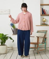 GJTFD35200 Jocomomola(ホコモモラ) ギンガムチェック カットソーカーディガン レッド