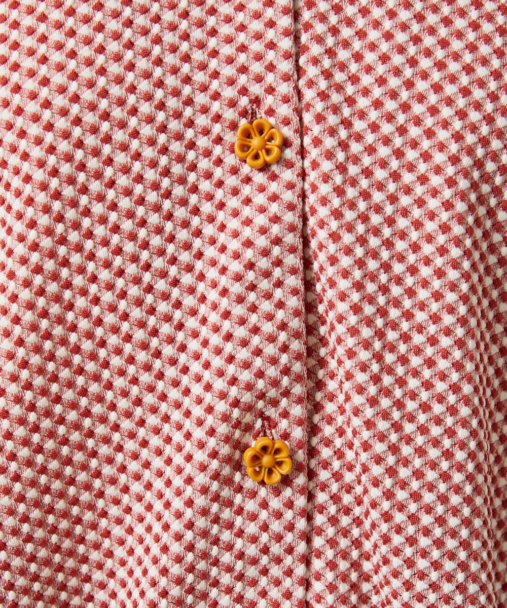 GJTFD35200 Jocomomola(ホコモモラ) ギンガムチェック カットソーカーディガン レッド