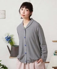 GJTFD35200 Jocomomola(ホコモモラ) ギンガムチェック カットソーカーディガン ブラック