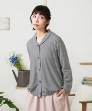 GJTFD35200 Jocomomola(ホコモモラ) ギンガムチェック カットソーカーディガン ブラック