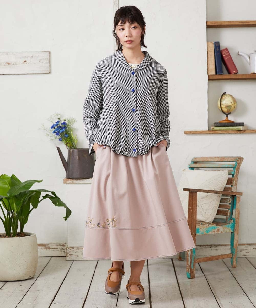 GJTFD35200 Jocomomola(ホコモモラ) ギンガムチェック カットソーカーディガン ブラック