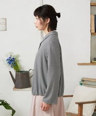 GJTFD35200 Jocomomola(ホコモモラ) ギンガムチェック カットソーカーディガン ブラック