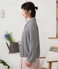 GJTFD35200 Jocomomola(ホコモモラ) ギンガムチェック カットソーカーディガン ブラック