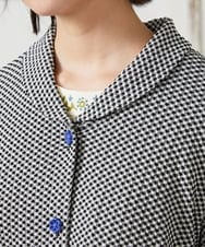 GJTFD35200 Jocomomola(ホコモモラ) ギンガムチェック カットソーカーディガン ブラック