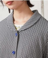 GJTFD35200 Jocomomola(ホコモモラ) ギンガムチェック カットソーカーディガン ブラック