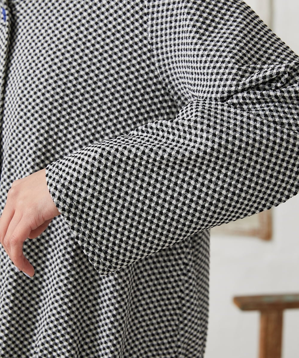 GJTFD35200 Jocomomola(ホコモモラ) ギンガムチェック カットソーカーディガン ブラック