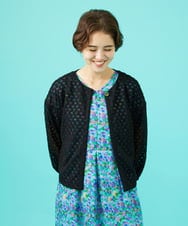 GJTGB52220 Jocomomola(ホコモモラ) Fruta delicada ラッセルレースカーディガン ブラック