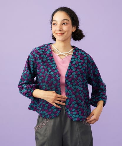 GJTGD33240 Jocomomola Livia de flores フラワージャカードカーディガン