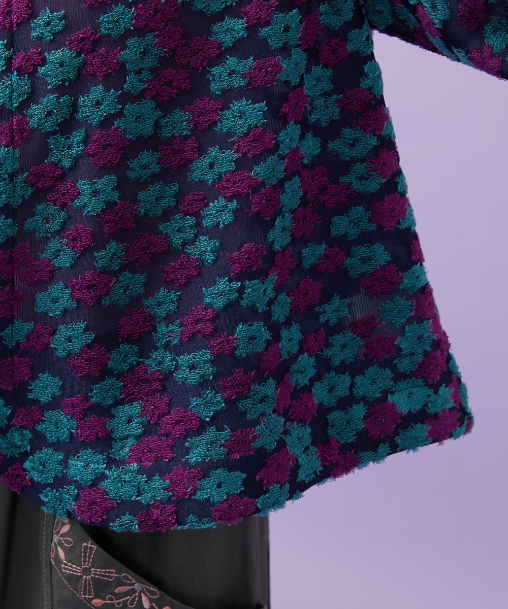 GJTGD33240 Jocomomola(ホコモモラ) Livia de flores フラワージャカードカーディガン ネイビー