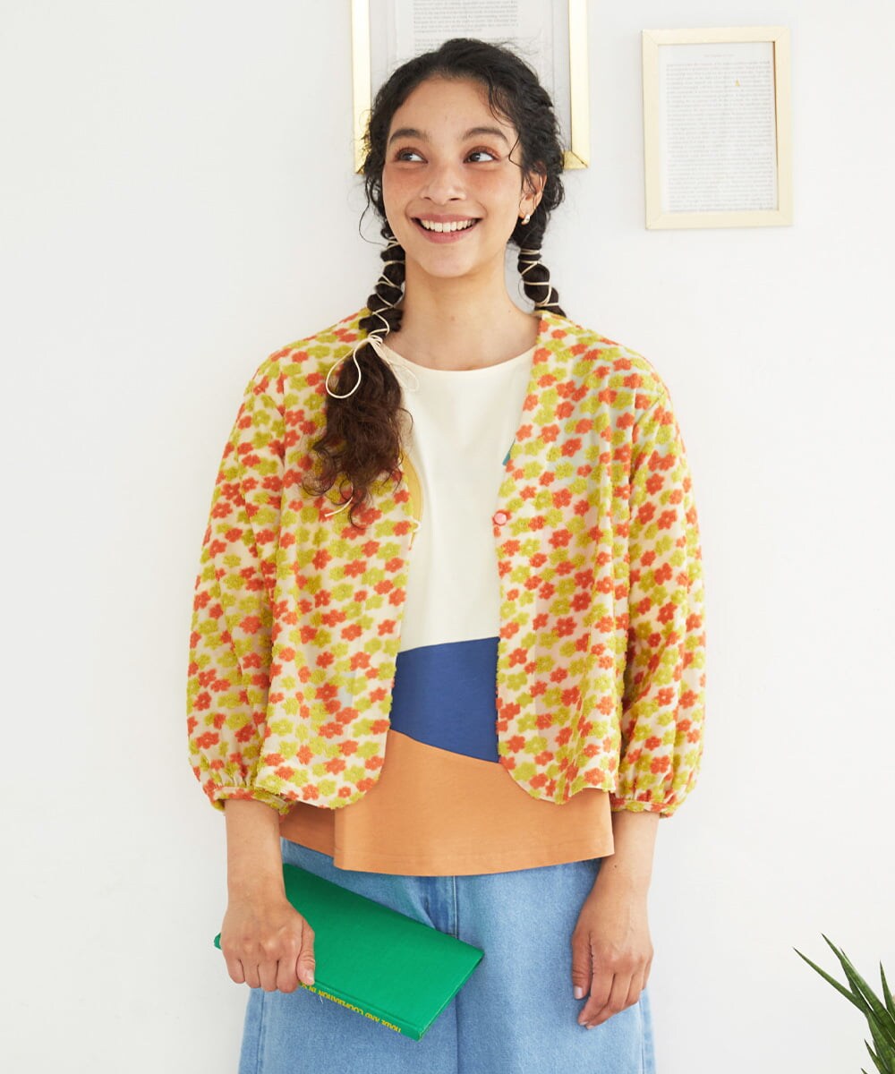 GJTGD33240 Jocomomola Livia de flores フラワージャカードカーディガン