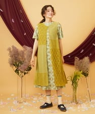 GJTHD33220 Jocomomola(ホコモモラ) Parche レースパッチワークロングジレ イエロー