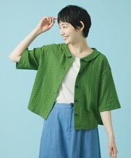 GJTHS33160 Jocomomola(ホコモモラ) Dentado レース カットソーブラウス グリーン