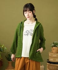 GJTJB40220 Jocomomola(ホコモモラ) Nube ジャカードジップパーカー グリーン
