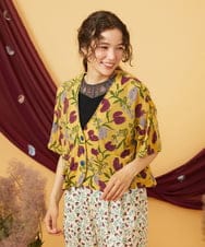 GJTJD01240 Jocomomola(ホコモモラ) 【日本製】Aves ジャカードカットソーショート丈カーディガン マスタード