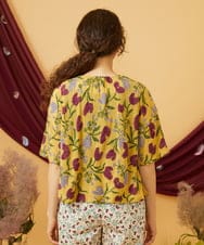 GJTJD01240 Jocomomola(ホコモモラ) 【日本製】Aves ジャカードカットソーショート丈カーディガン マスタード