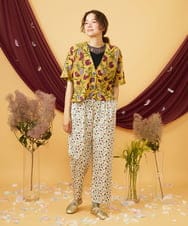 GJTJD01240 Jocomomola(ホコモモラ) 【日本製】Aves ジャカードカットソーショート丈カーディガン マスタード