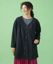 GJTJT36180 Jocomomola(ホコモモラ) カットジョーゼット　ロングカーディガン ブラック