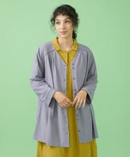 GJTJT36180 Jocomomola(ホコモモラ) カットジョーゼット　ロングカーディガン ブラック