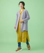 GJTJT36180 Jocomomola(ホコモモラ) カットジョーゼット　ロングカーディガン ブラック